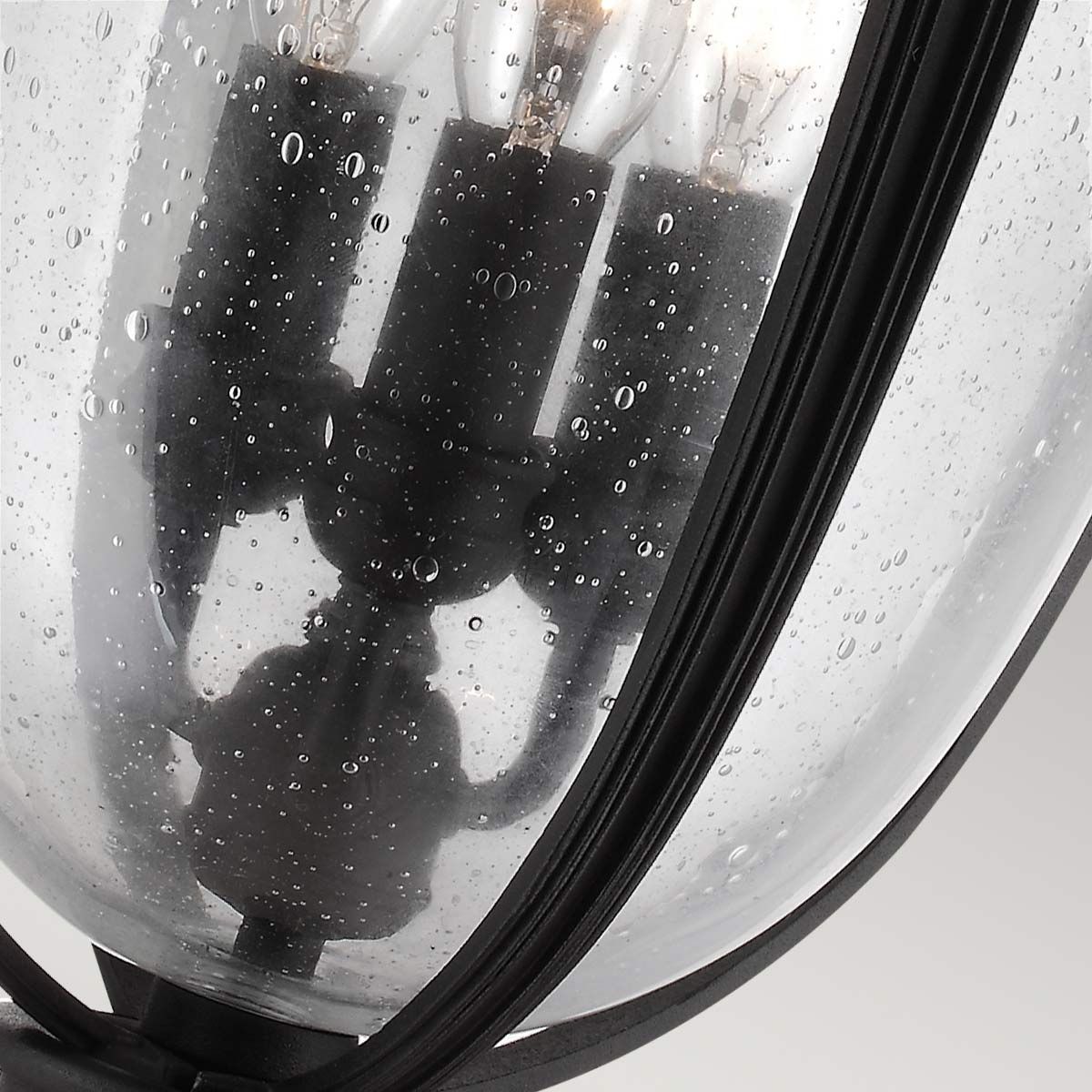 Elegant Black Garden Porch Lantern with Seeded Glass