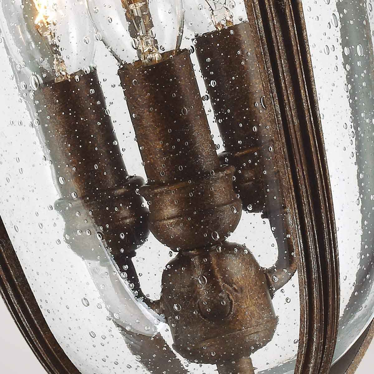 Elegant English Bridle Bronze Hanging Lantern with Seeded Glass