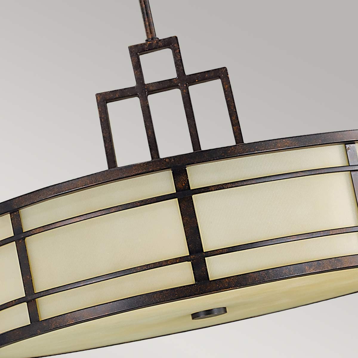 Grecian Bronze Fusion 3-Light Pendant with Amber Ribbed Glass Shades