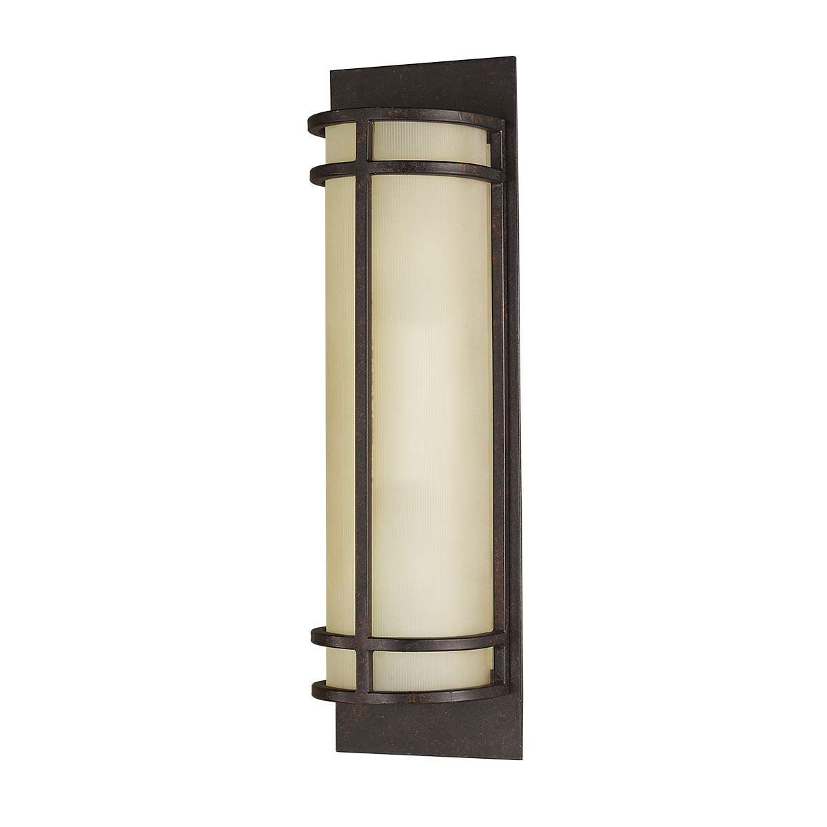 Grecian Bronze Dual-Light Wall Sconce with Amber Ribbed Glass