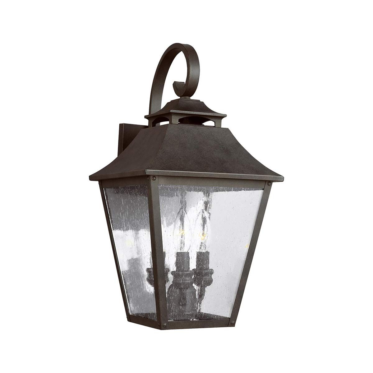 Galena Elegance: Three-Light Sable Outdoor Wall Lantern
