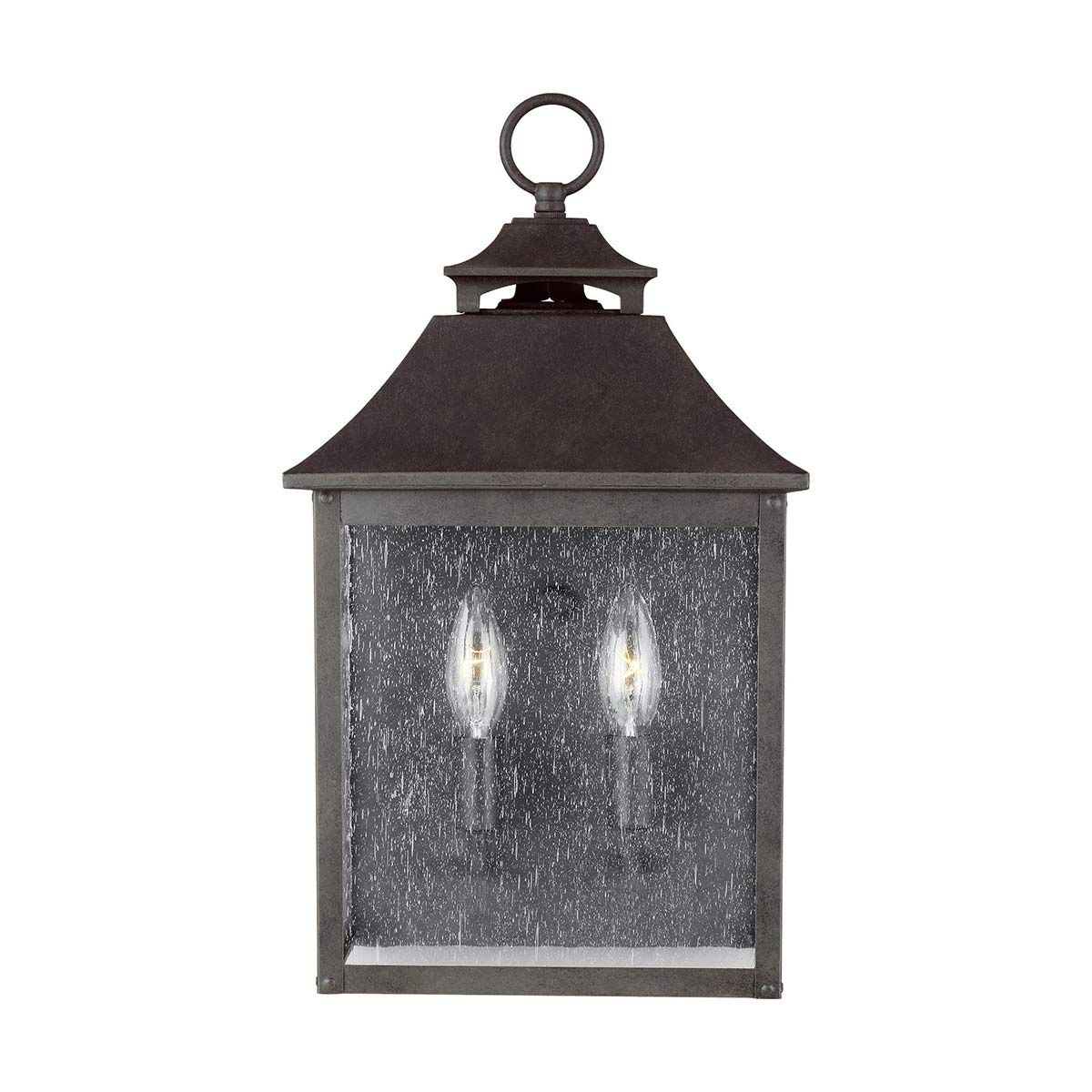 Galena Dual-Light Outdoor Half Lantern in Sable Finish