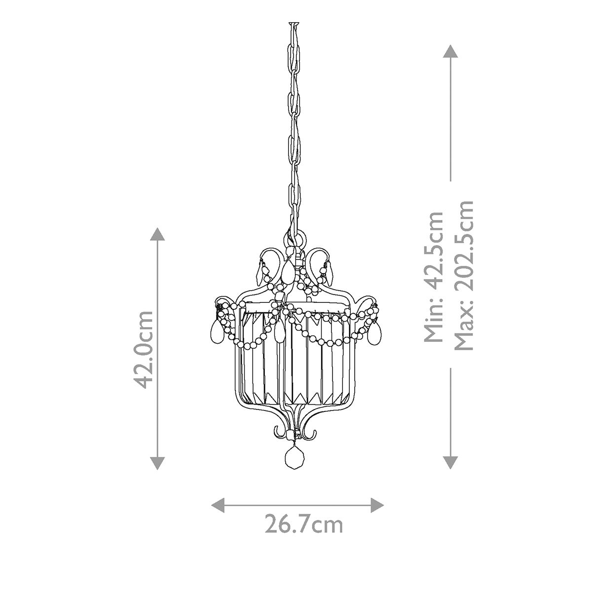 Shabby Chic Gilded Silver Crystal Pendant Light Fixture
