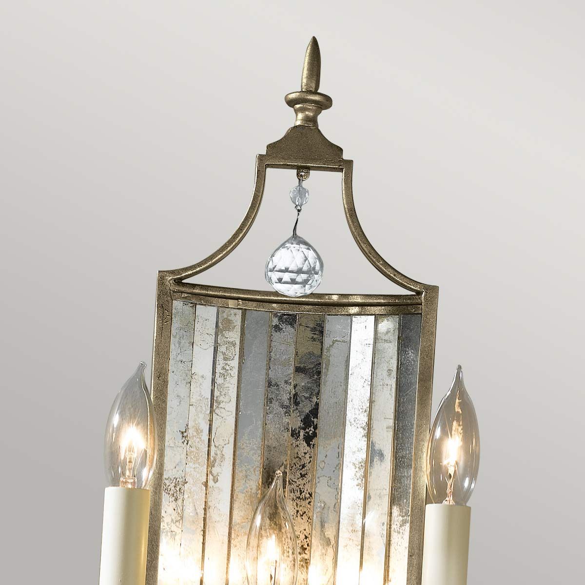 Elegant Gilded Silver Triple Arm Crystal Wall Sconce
