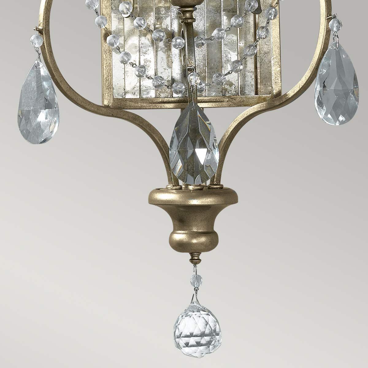 Elegant Gilded Silver Triple Arm Crystal Wall Sconce