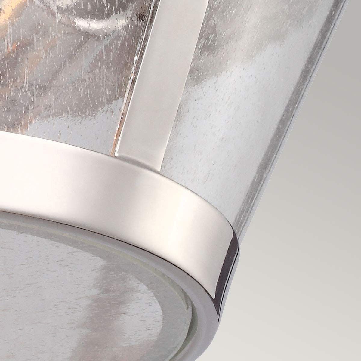 Elegant Seeded Glass and Polished Nickel Ceiling Fixture with Dual Bulb Sockets