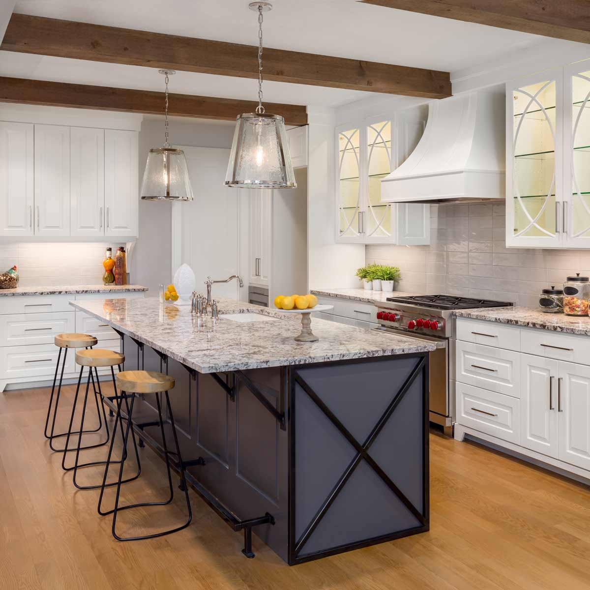 Refined Nickel Cone Pendant Light with Seeded Glass Shade