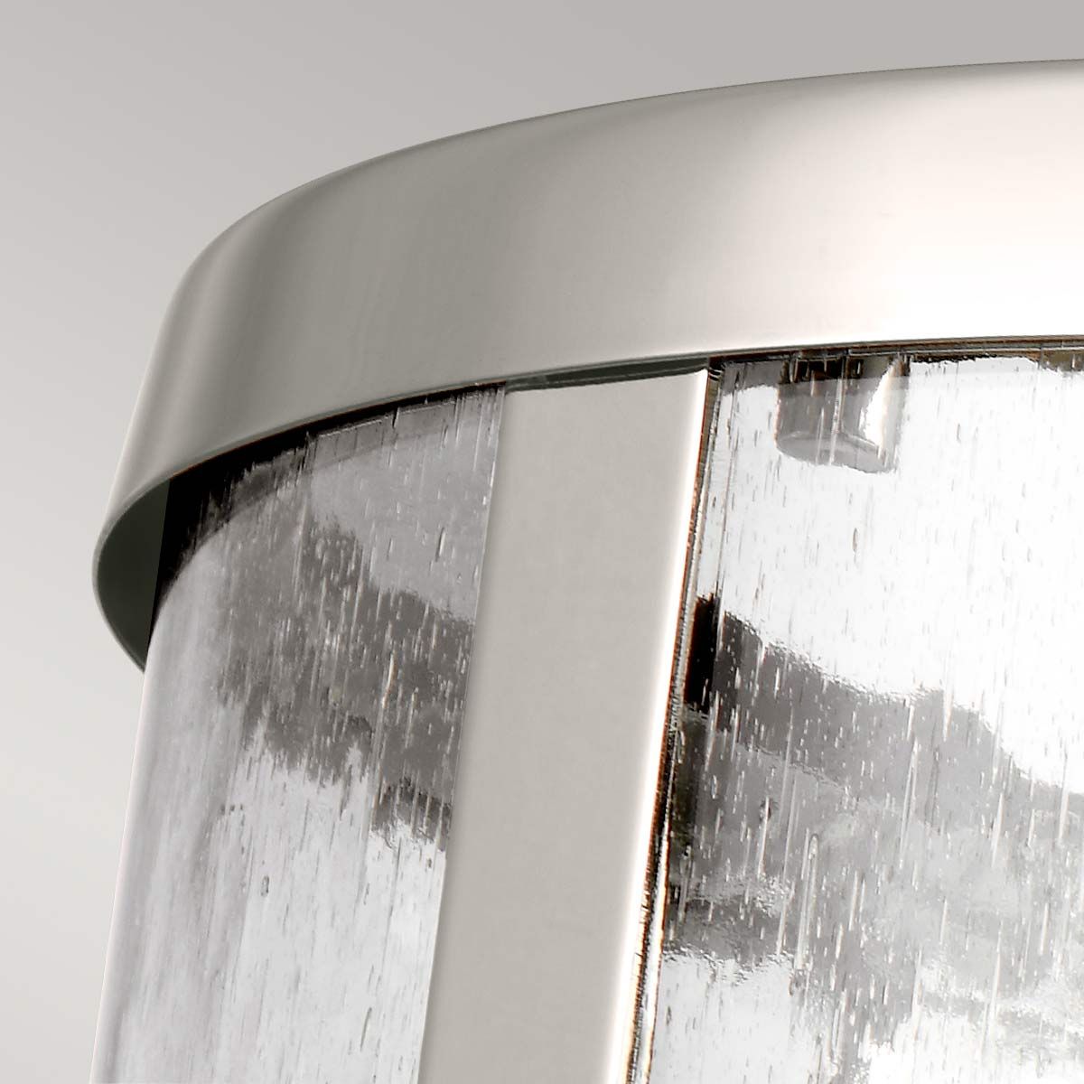 Sleek Polished Nickel Pendant Light with Seeded Glass Shade