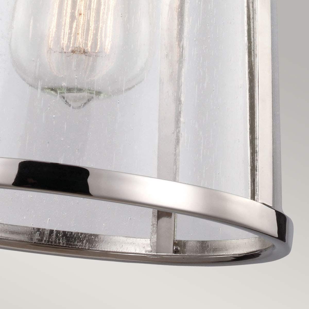 Sleek Polished Nickel Pendant Light with Seeded Glass Shade