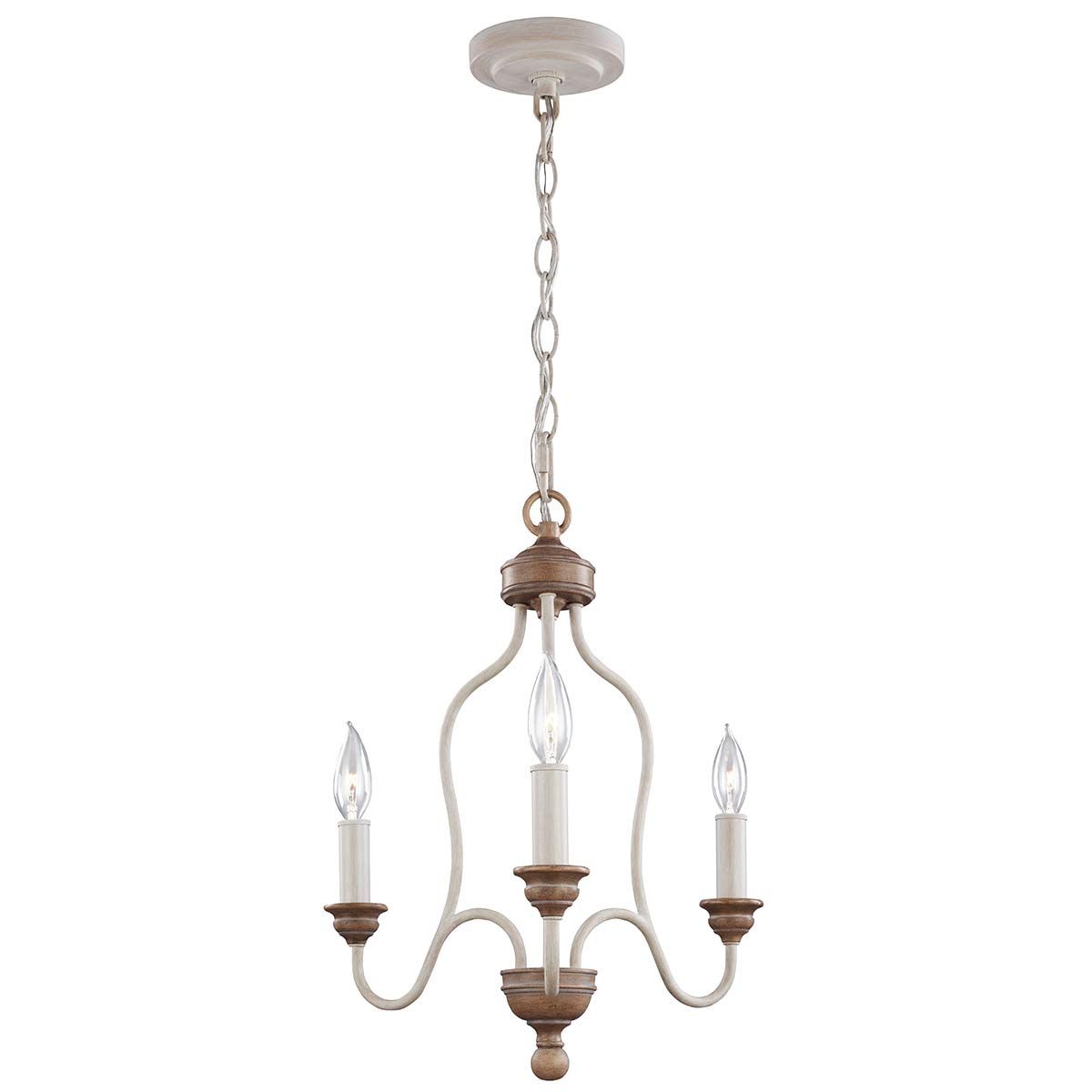 Hartsville Farmhouse-Inspired 3-Light Chandelier with Chalk Washed Finish