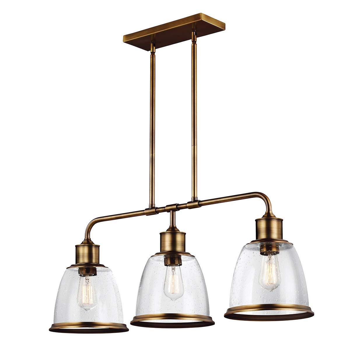 Hobson Aged Brass 3-Light Island Pendant Chandelier