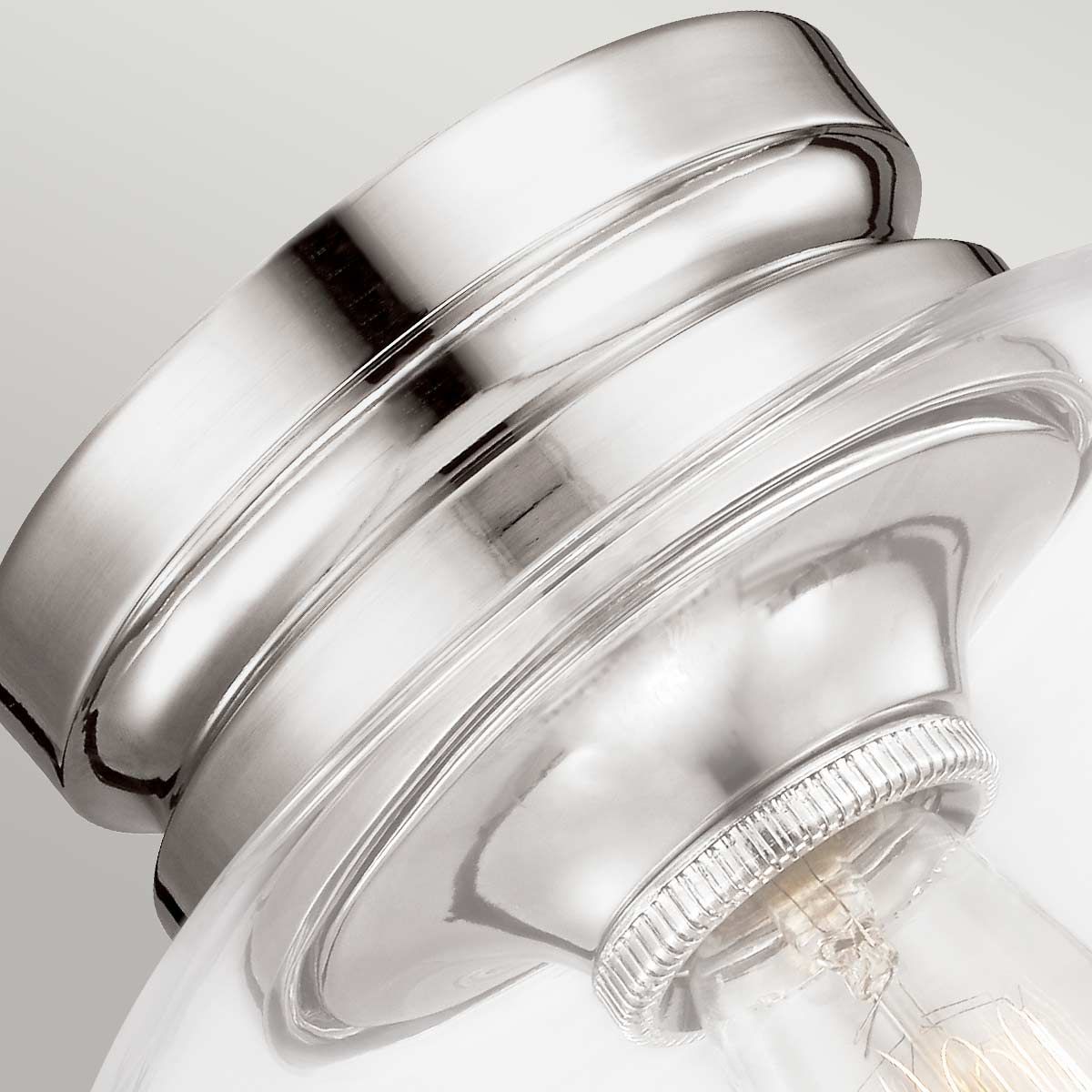 Hounslow Polished Nickel Flush Mount with Clear Glass Dome Shade