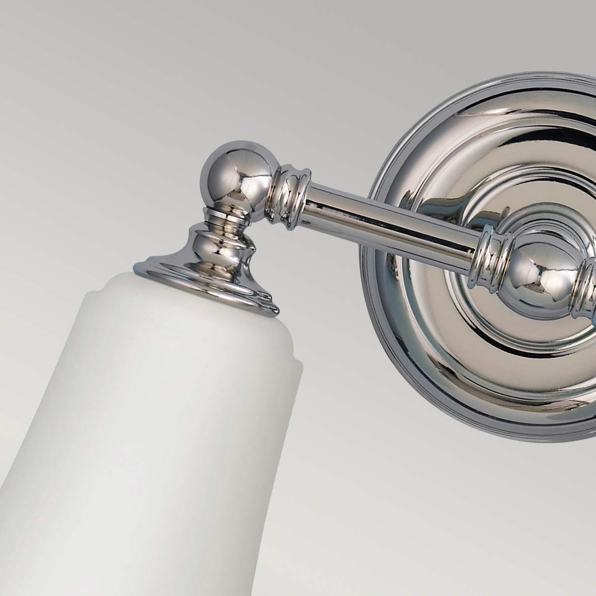 Polished Chrome Twin Mirror Wall Sconce with Opal Etched Glass Shades