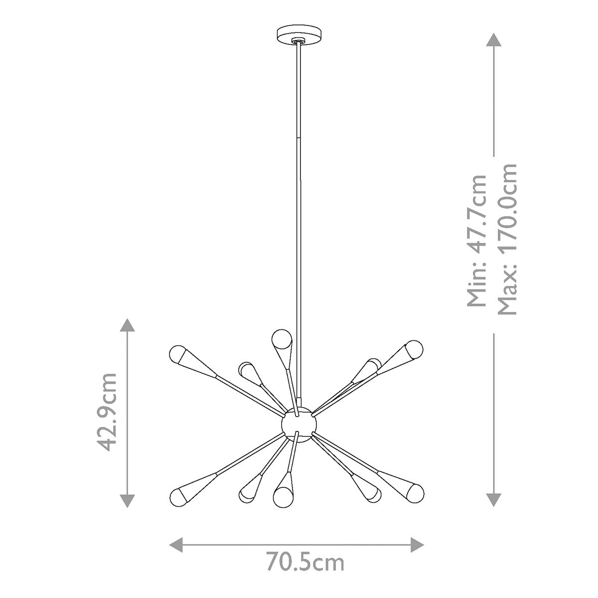 Jax Celestial Starburst 10-Light Chandelier in Burnished Brass