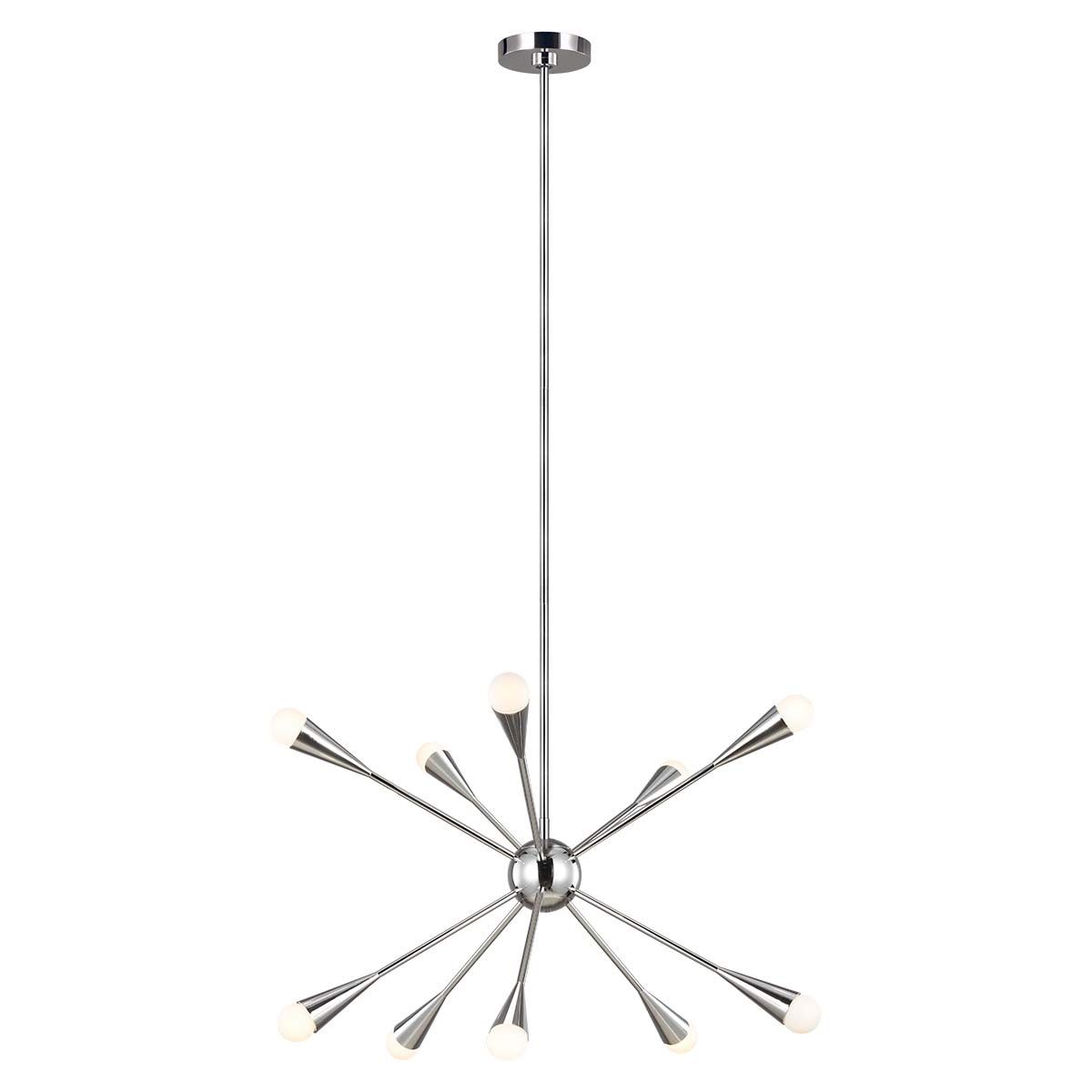 Polished Nickel Celestial Starburst 10-Light Chandelier