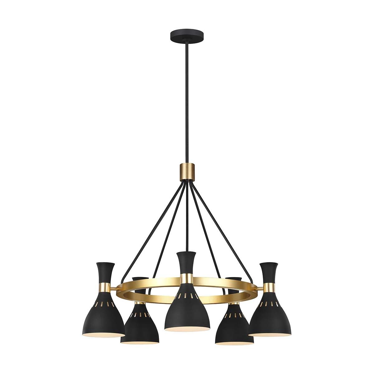 Joan 5-Light Chandelier - Sleek Black & Brass Elegance