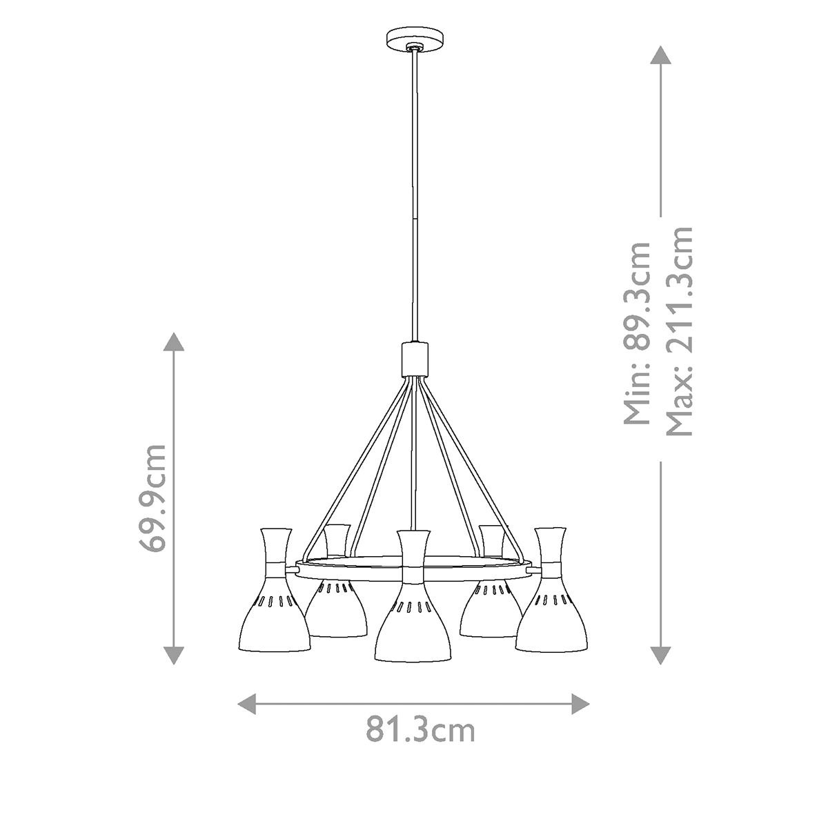 Matte White & Brass Hourglass 5-Light Chandelier