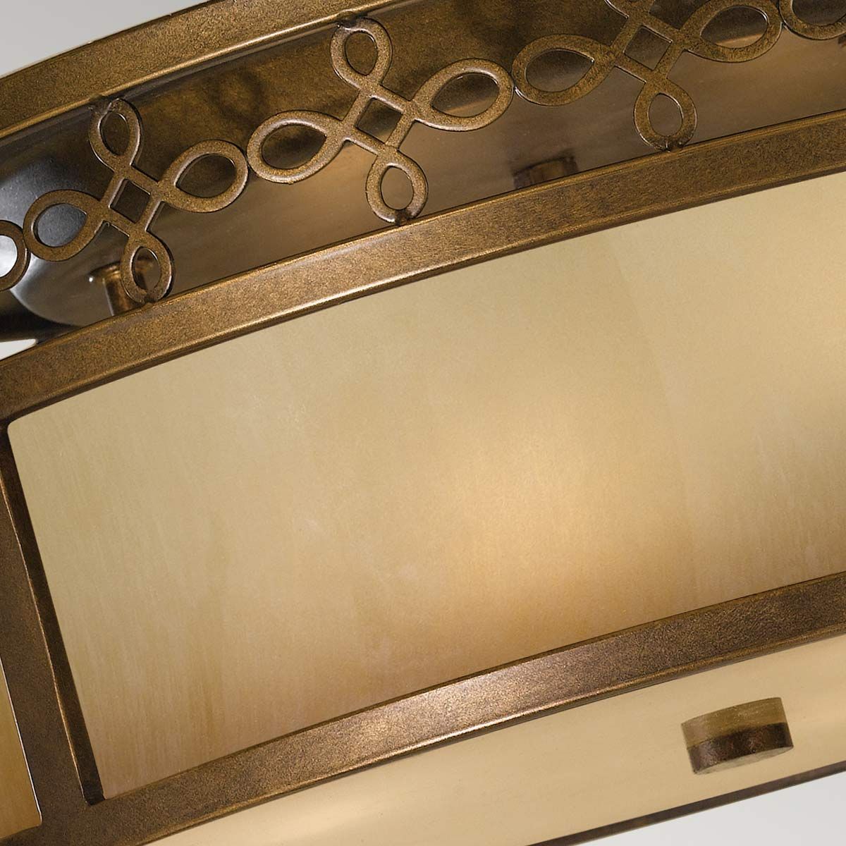 Elegant Astral Bronze Flush Ceiling Light with Amber Oak Glass