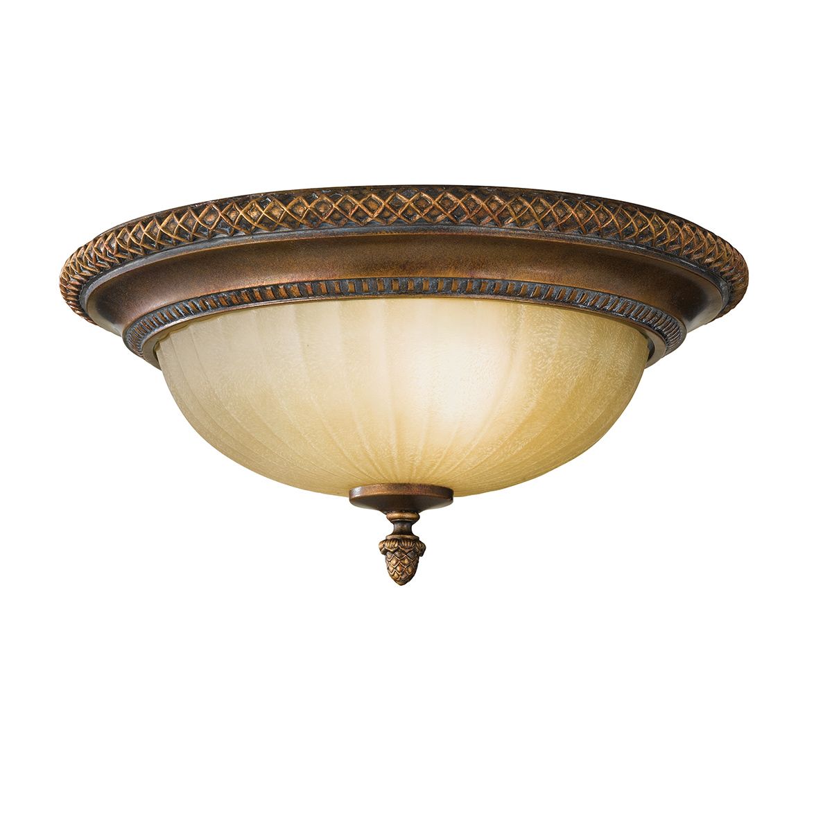 Georgian-Inspired Flush Mount Light with Ornate Scavo Glass Dome Shade