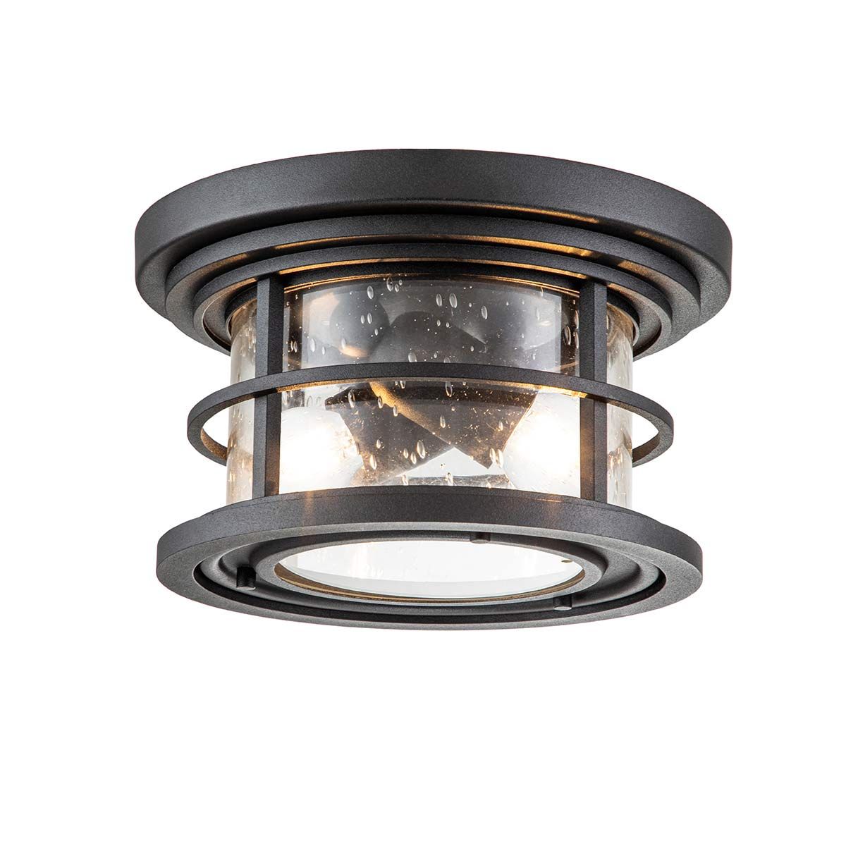 Nautical Black Textured Flush Mount Light