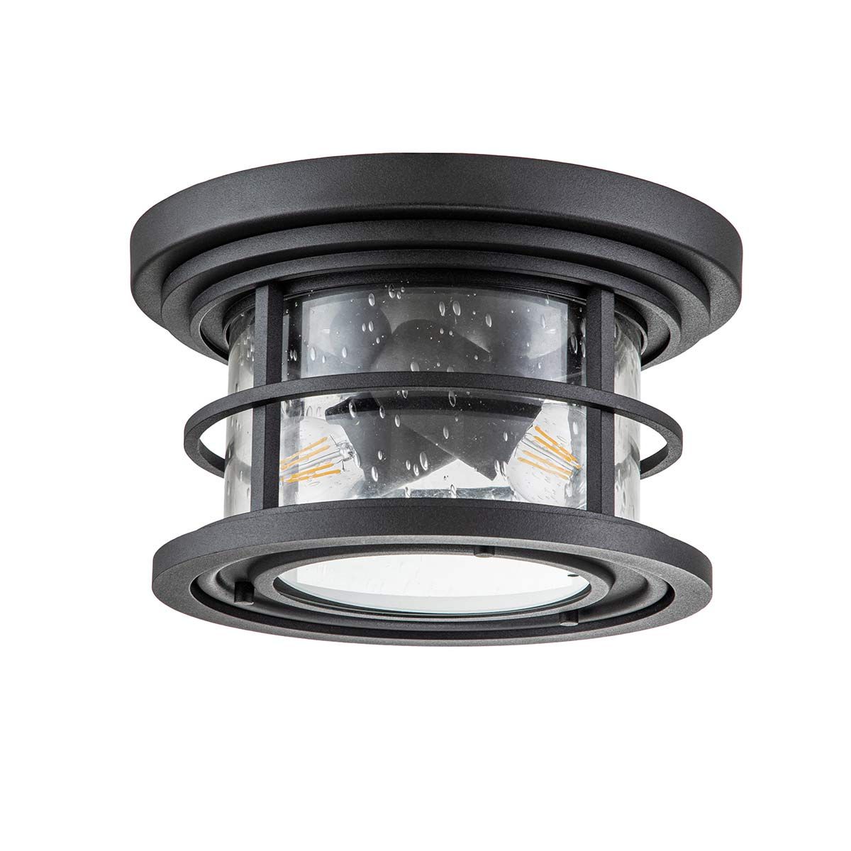 Nautical Black Textured Flush Mount Light