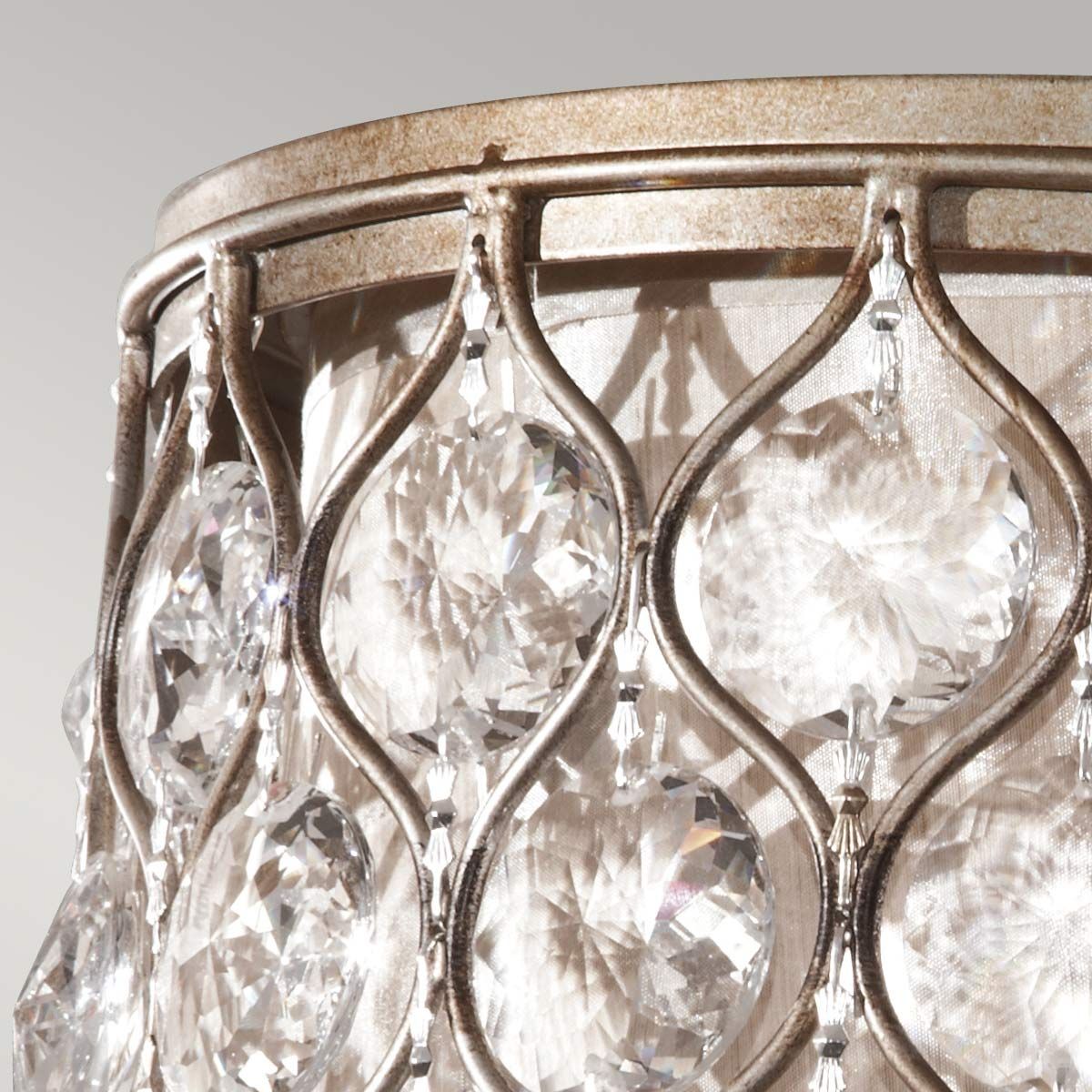 Radiant Silver Triple Cylinder Crystal Flush Light with Bauhinia Accents