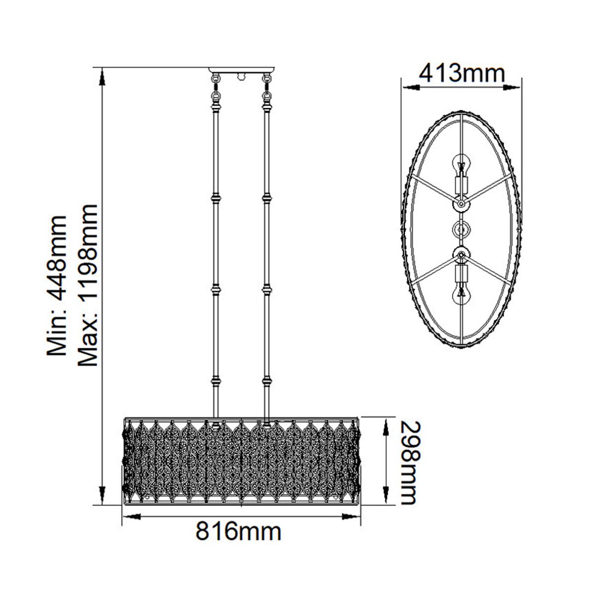 Bauhinia Crystal Pendant Light with Burnished Silver Finish