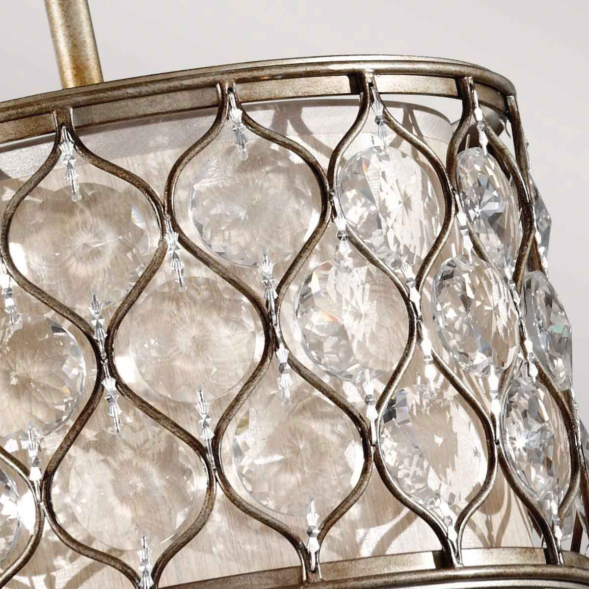 Elegantly Crafted Crystal Shade Pendant Lamp in Burnished Silver Finish