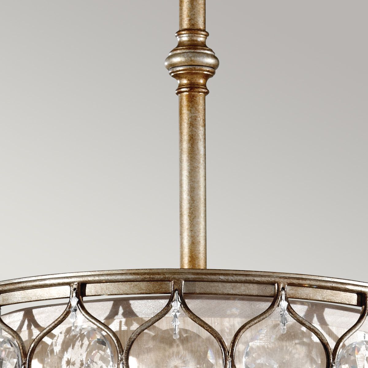 Elegantly Crafted Crystal Shade Pendant Lamp in Burnished Silver Finish
