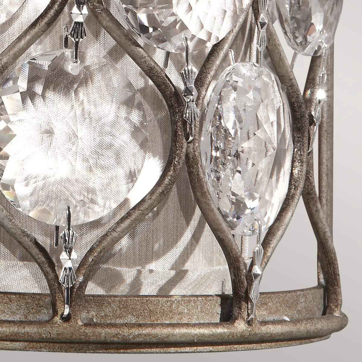Glistening Sunflower Crystal Wall Light in Burnished Silver Finish