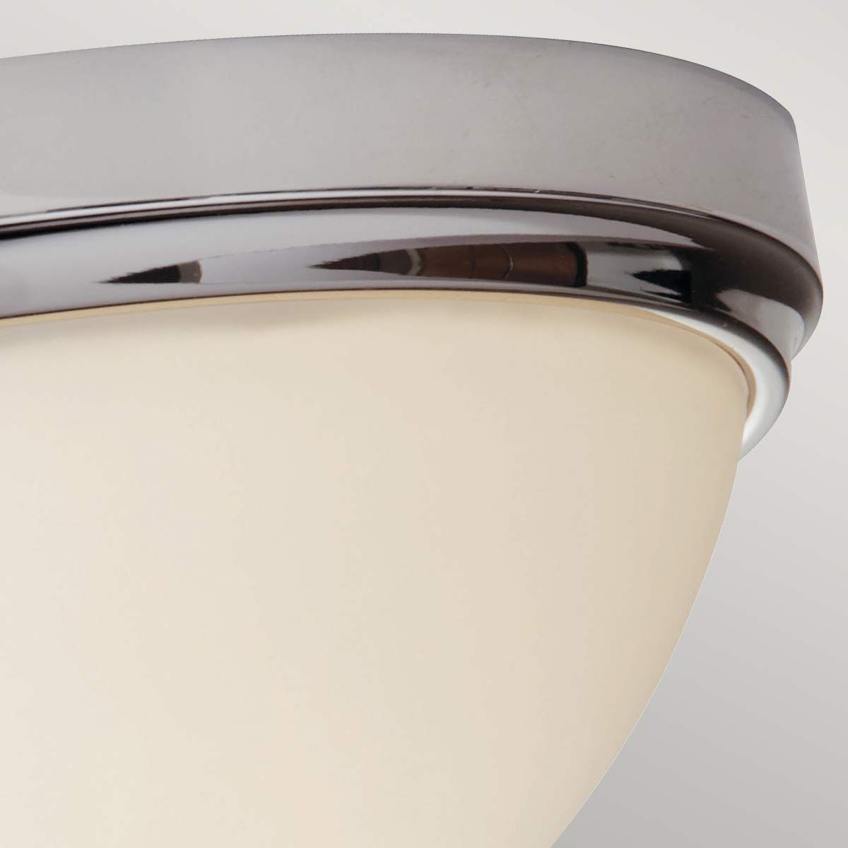 Sleek Chrome Flush Ceiling Light with Etched Opal Glass Shade