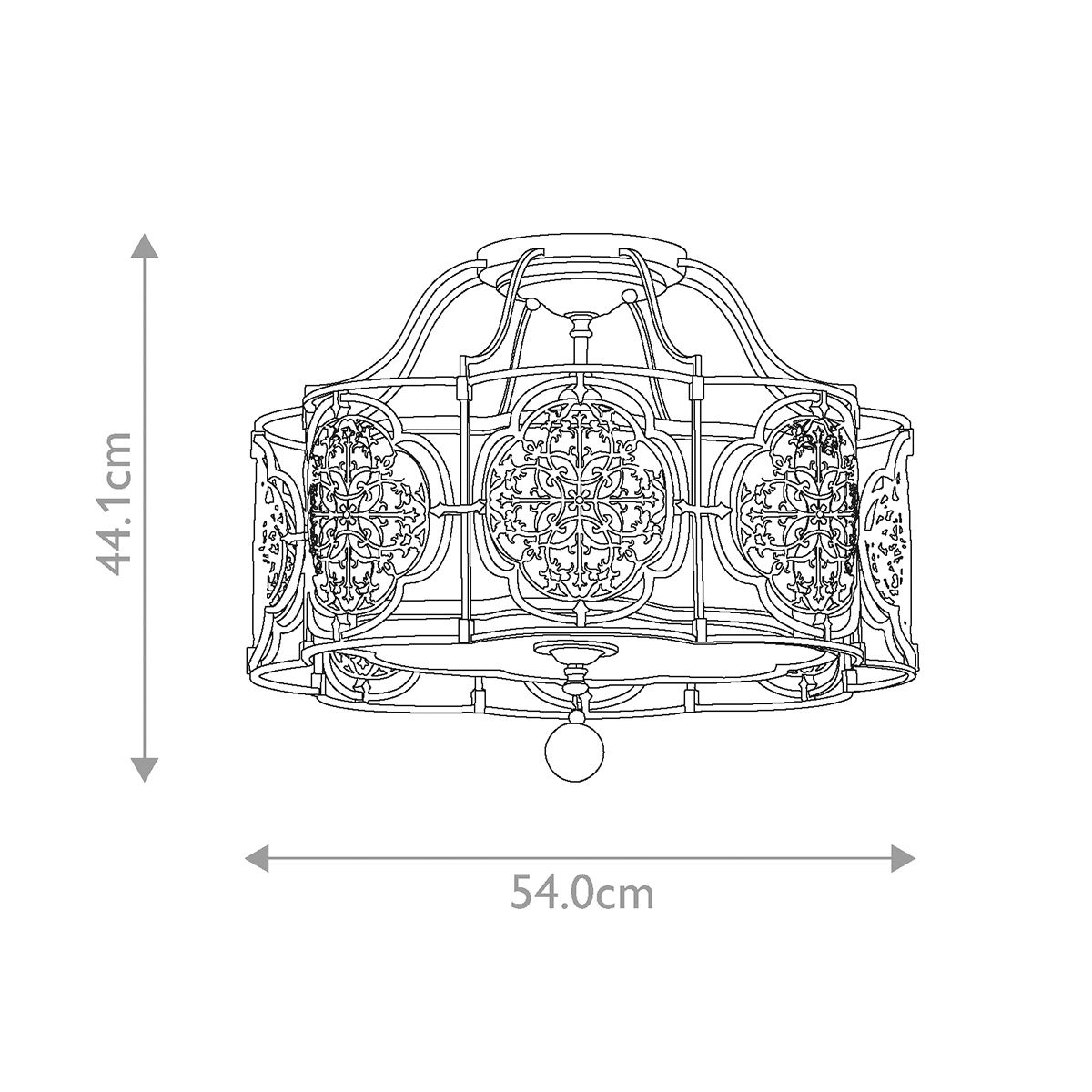 Oriental Elegance: Semi Flush Ceiling Chandelier with Fabric Shade