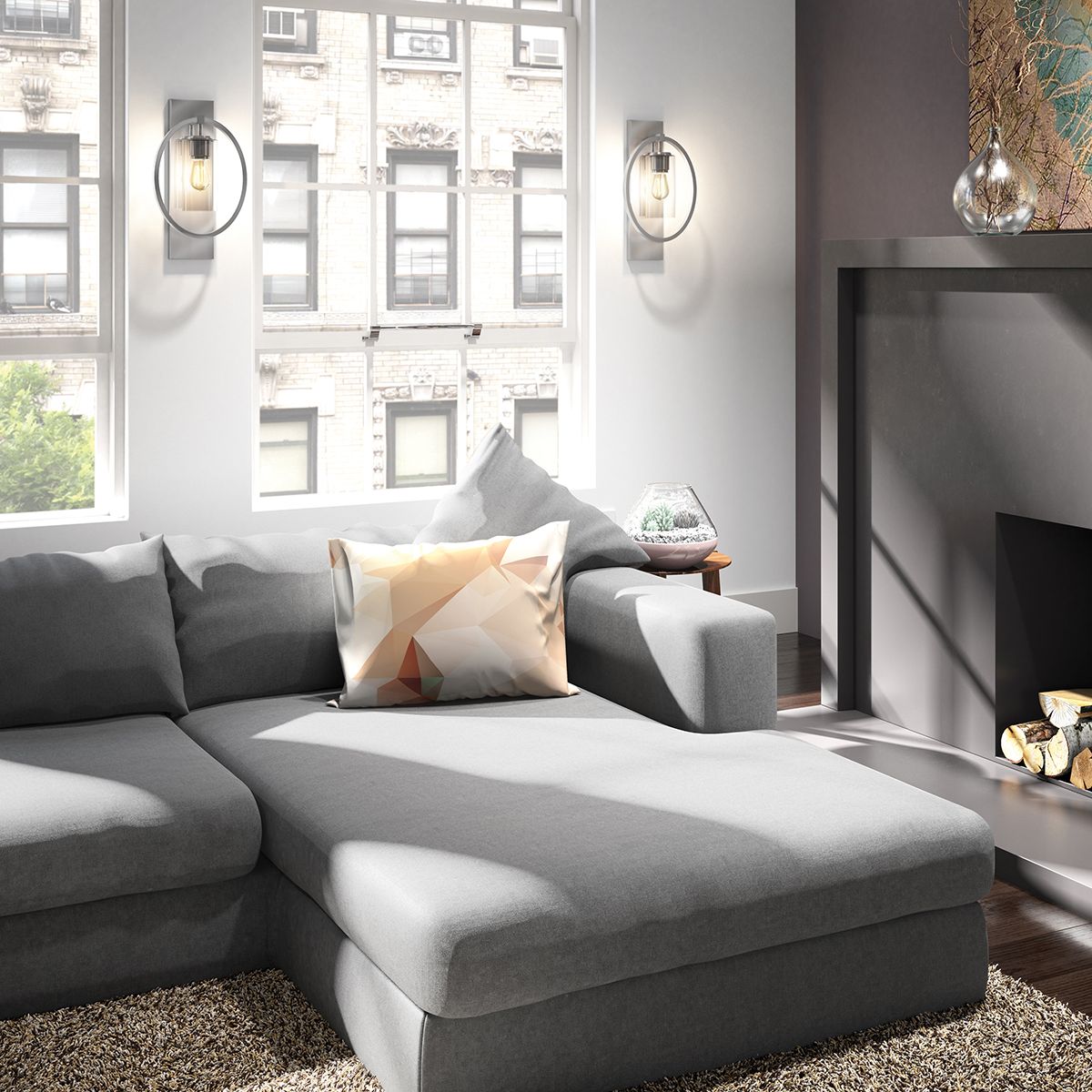 Marlena Geometric Wall Light in Polished Chrome Finish