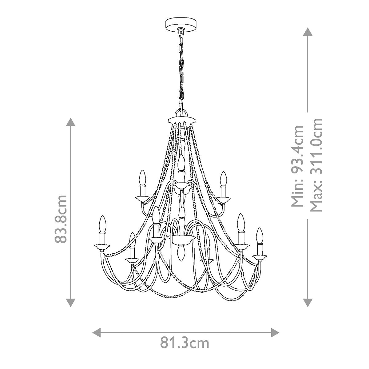 French Country Elegance: Maryville 9-Light Weathered Chandelier