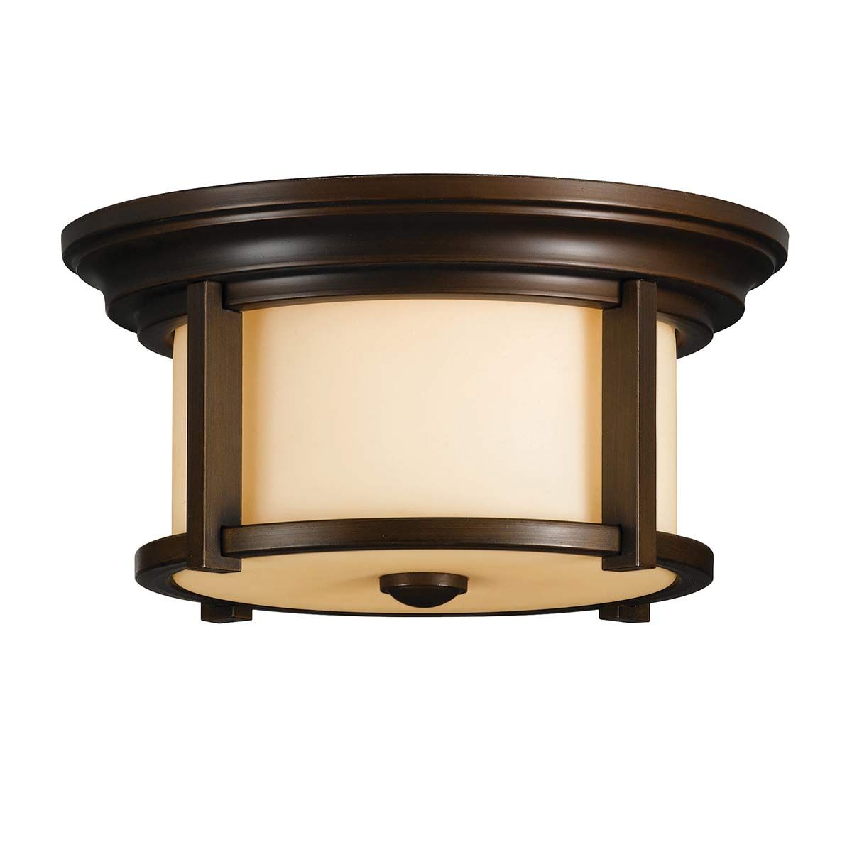 Heritage Bronze Flush Ceiling Light with Cream Etched Glass Shade