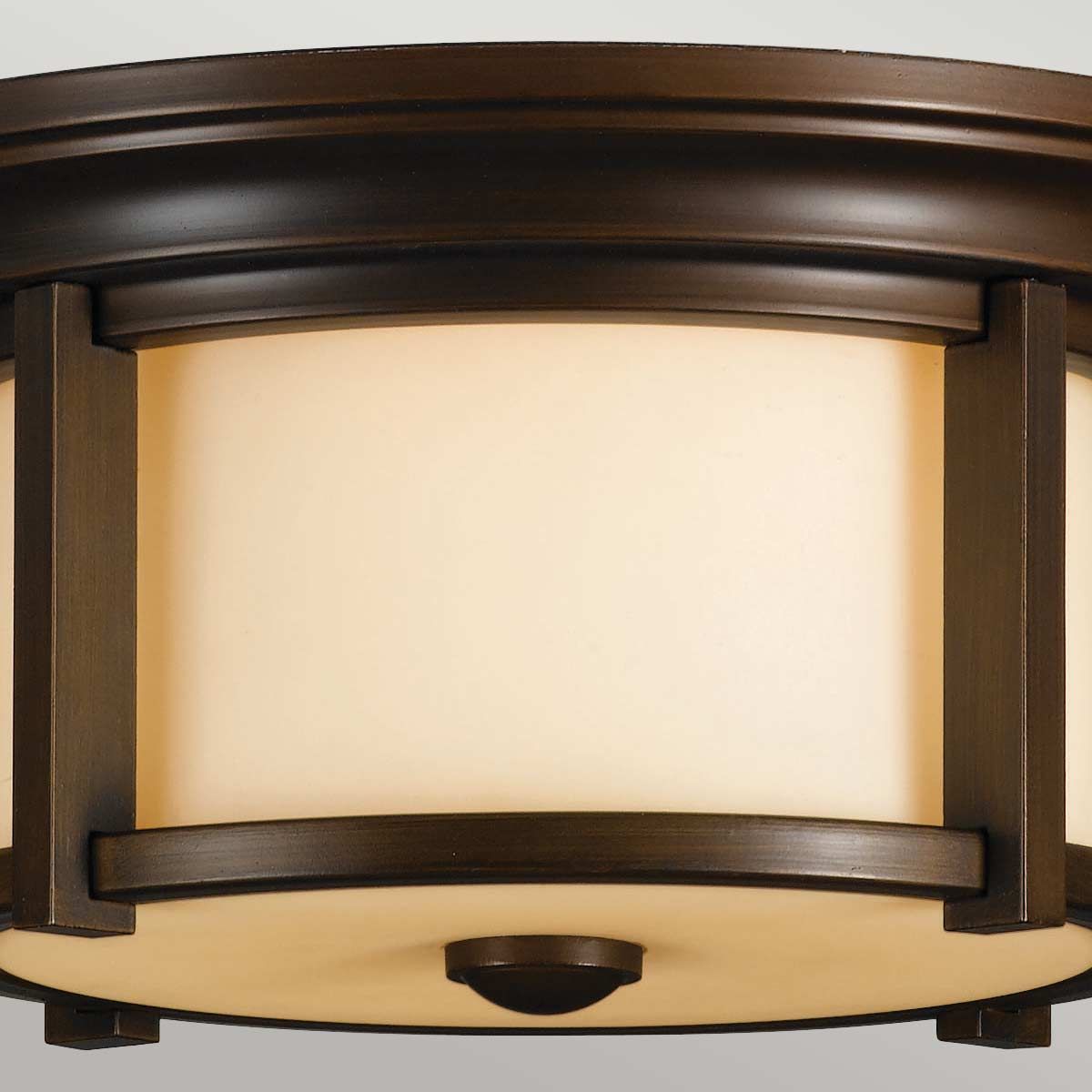 Heritage Bronze Flush Ceiling Light with Cream Etched Glass Shade