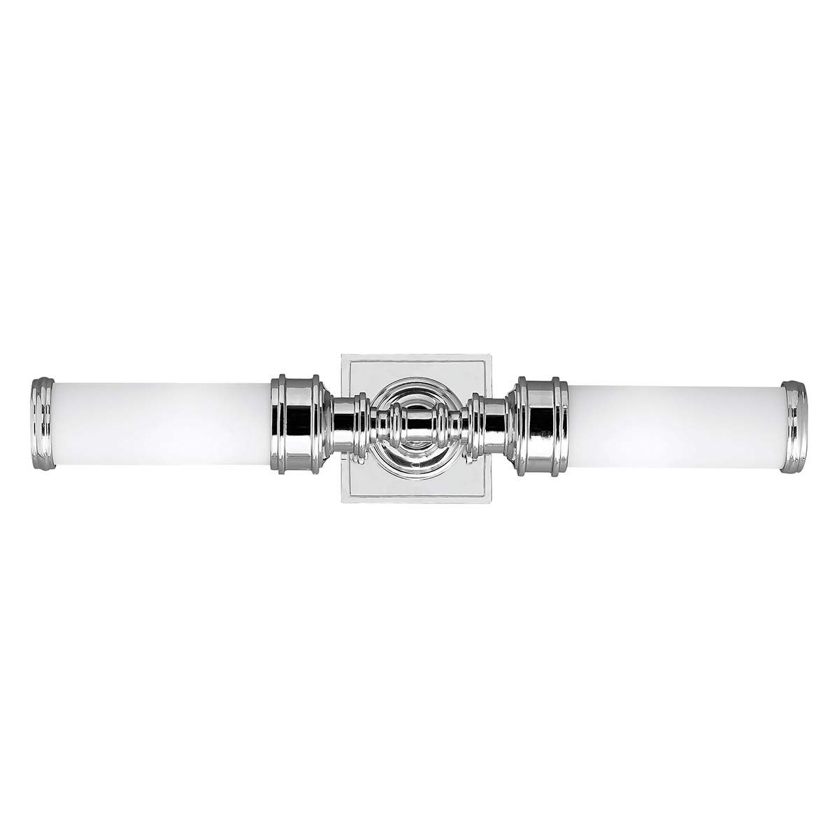 Elegant Chrome Wall Light Fixture with Dual Opal Glass Tubes