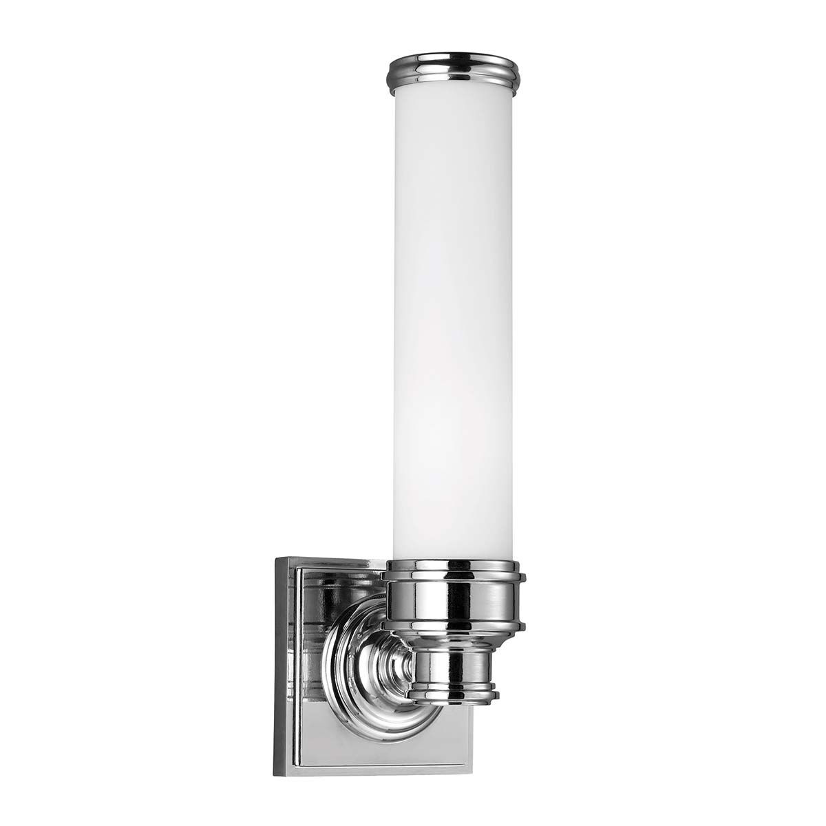 Modern Nickel Tubular Sconce with Opal Glass for Bathroom Walls & Ceilings