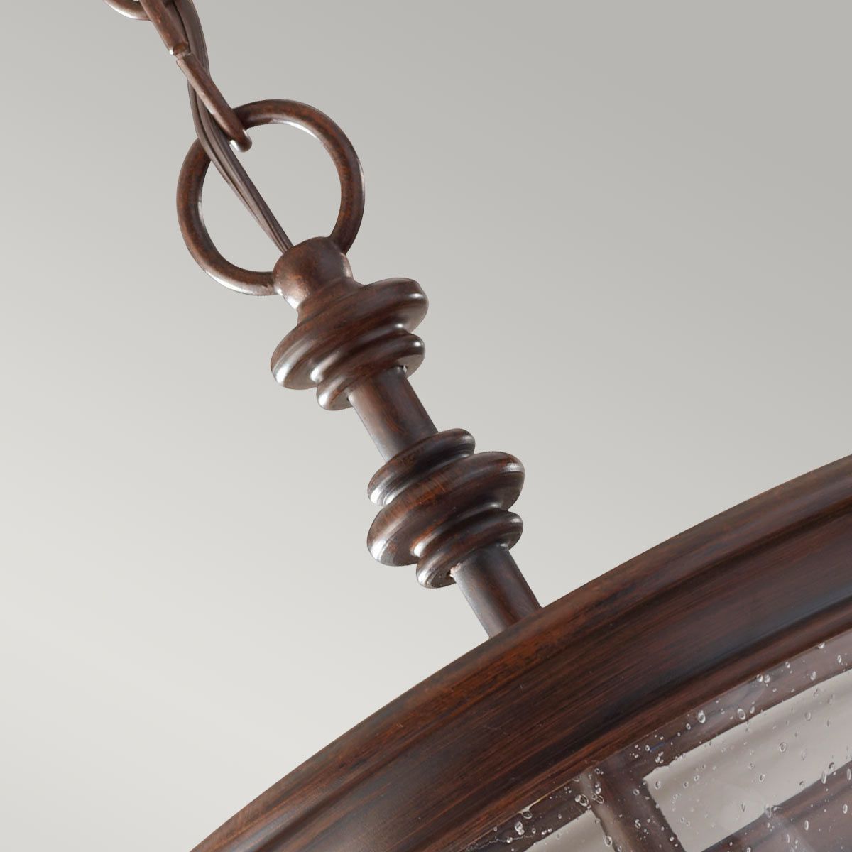 Vintage European Farmhouse Bronze Ceiling Lantern with Triple Candle-Style Bulbs and Speckled Glass Shade