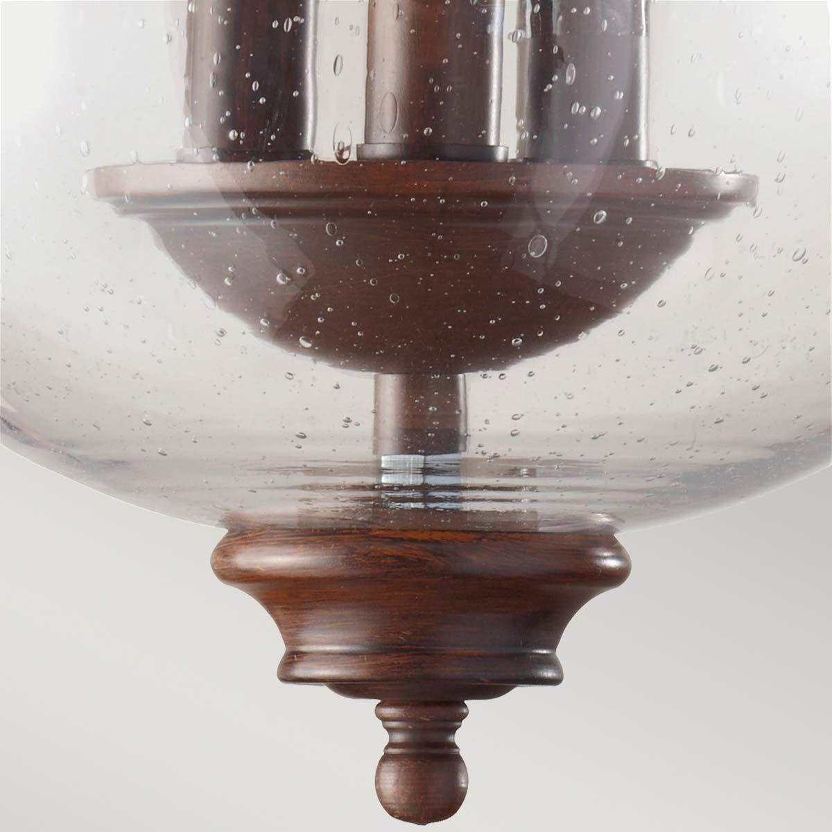 Vintage European Farmhouse Bronze Ceiling Lantern with Triple Candle-Style Bulbs and Speckled Glass Shade