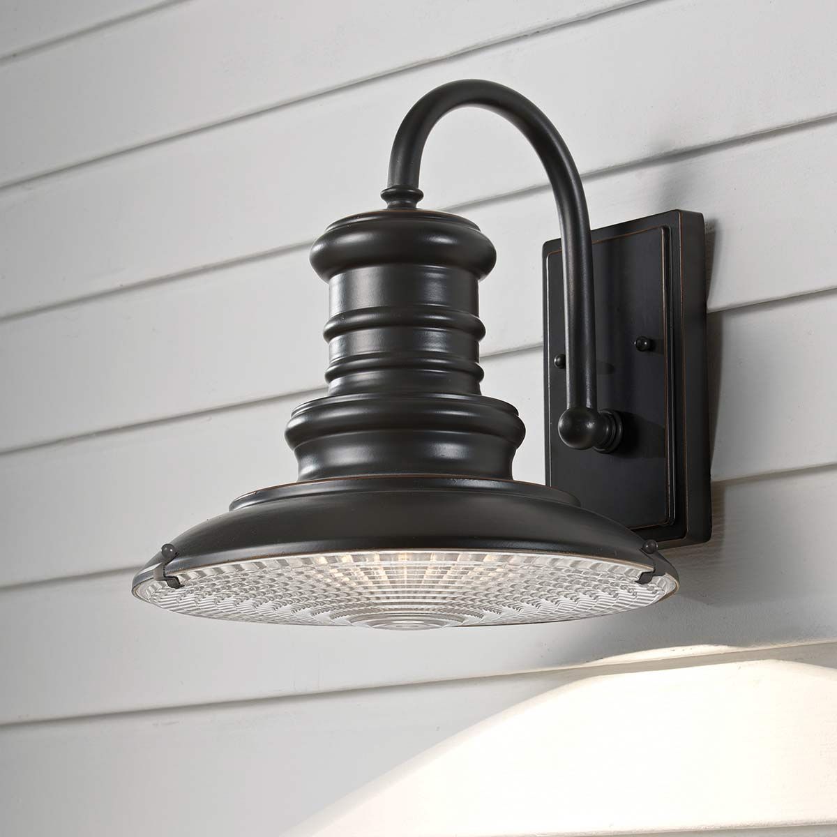 Heritage Railway-Inspired Bronze Wall Light with Textured Glass Diffuser