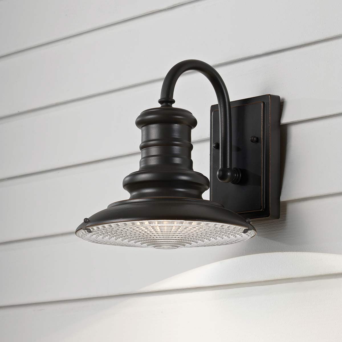Redding Station Vintage Wall Light in Restoration Bronze with Rippled Glass Diffuser, Small