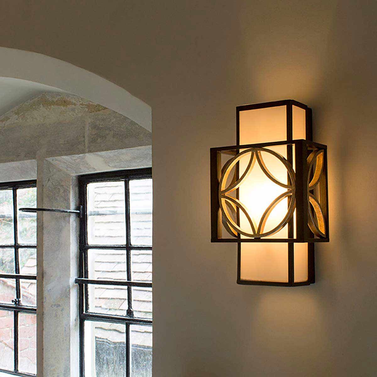 Elegant Heritage Bronze and Parisienne Gold Wall Lantern Sconce