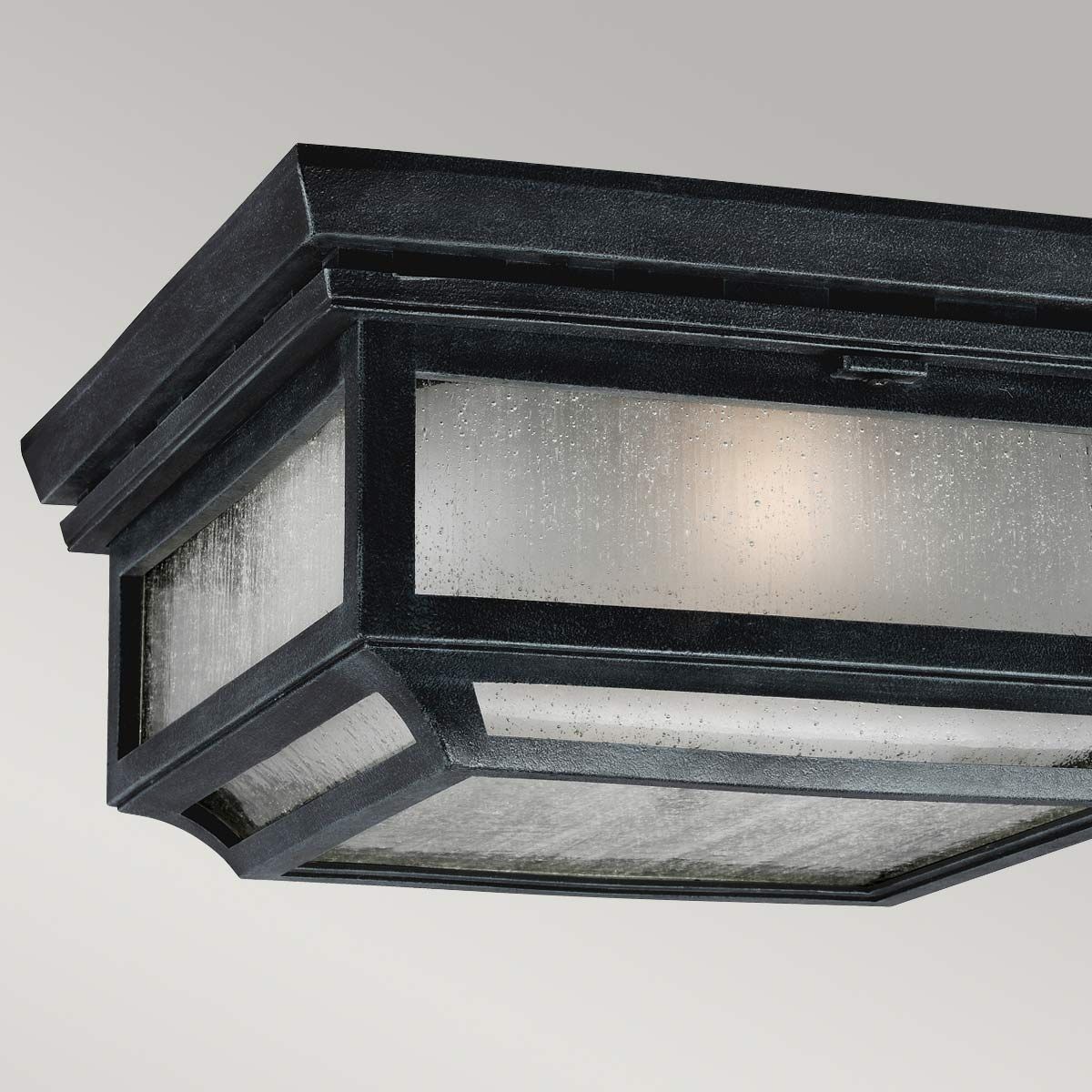 Shepherd 2-Light Dark Zinc Outdoor Flush Mount Ceiling Fixture