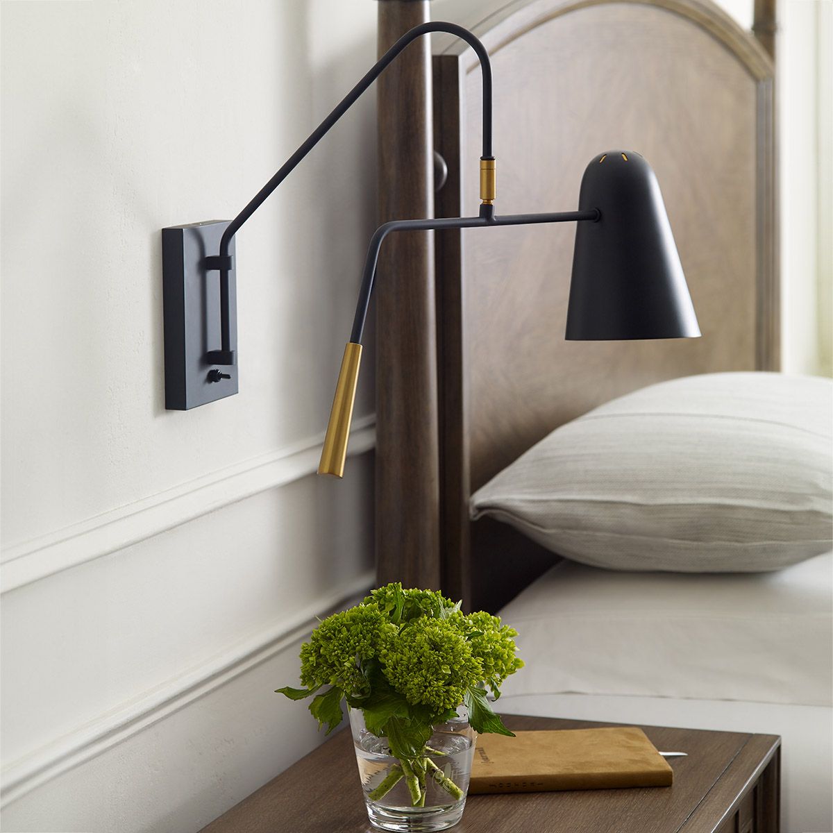Midnight Black & Burnished Brass Simon Wall Sconce