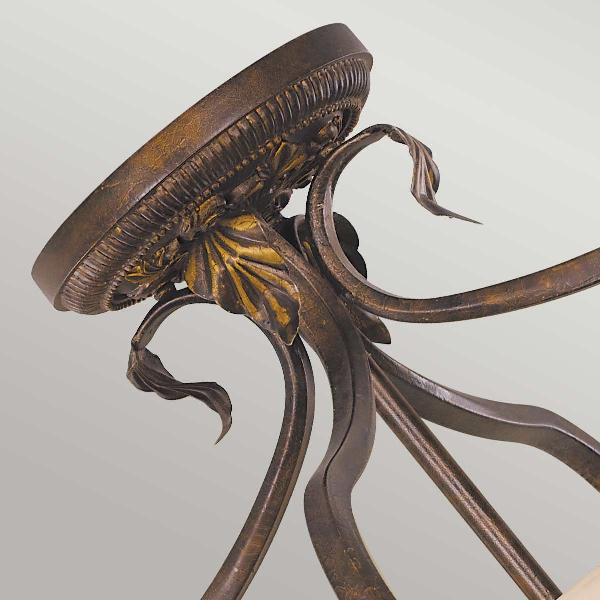 Vintage Burnt Orange Ceiling Light with Floral Accents