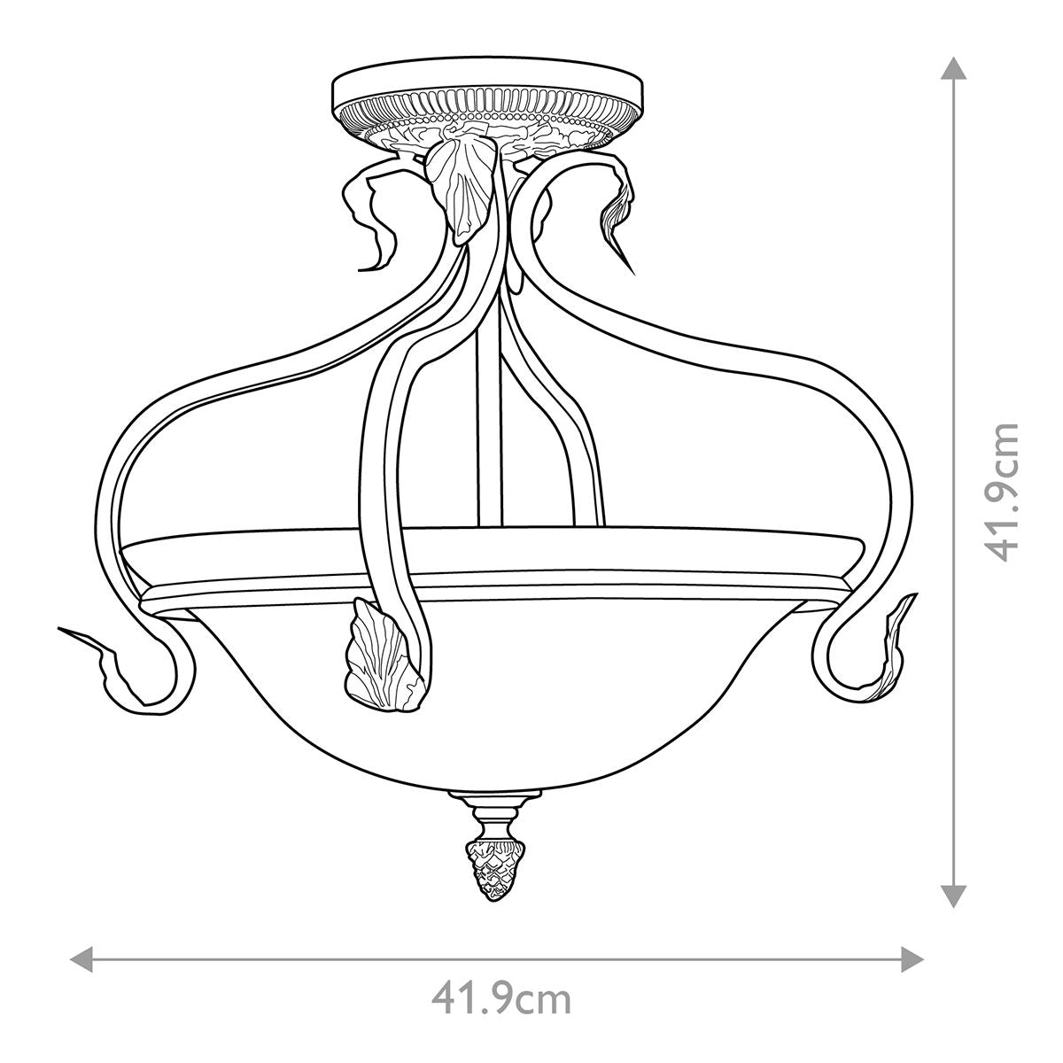 Vintage Burnt Orange Ceiling Light with Floral Accents