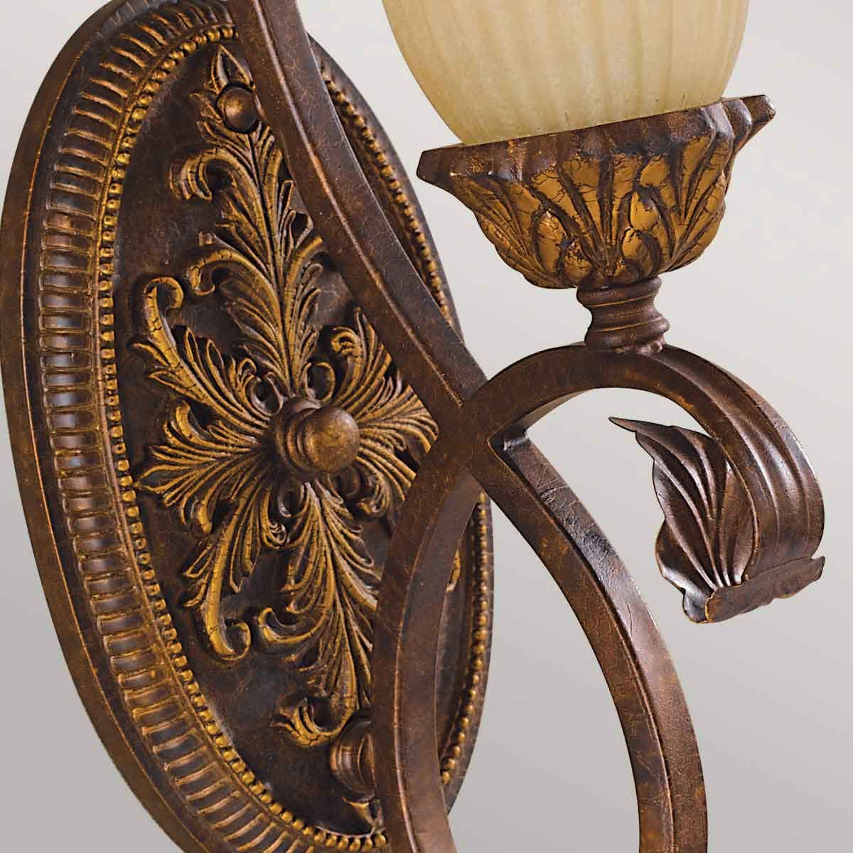 Vintage European Vineyard-Inspired Orange Wall Sconce with Scavo Glass