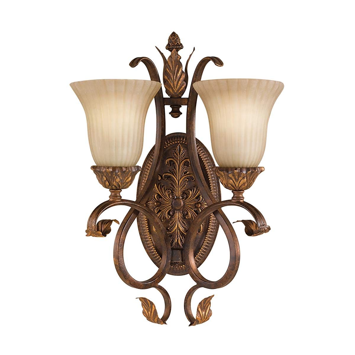 Elegant Aged Tortoise Shell Dual Wall Sconce Light
