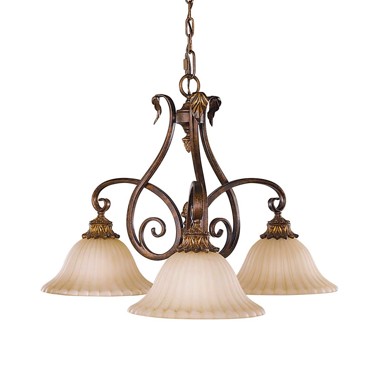 Sonoma Valley Vintage Glass Shade Chandelier in Aged Tortoise Shell Finish